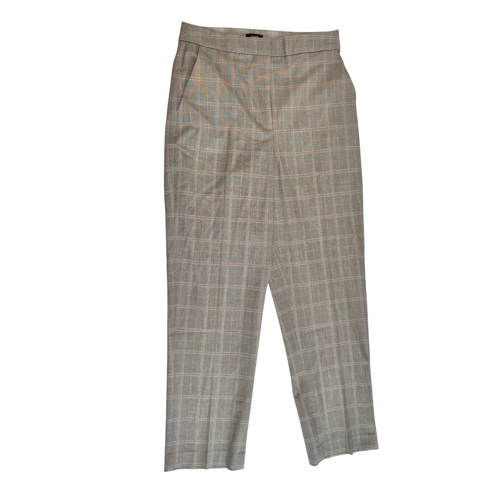 Express Editor Pant Straight Ankle Super‎ High Rise Multi Plaid 6R Career Office
